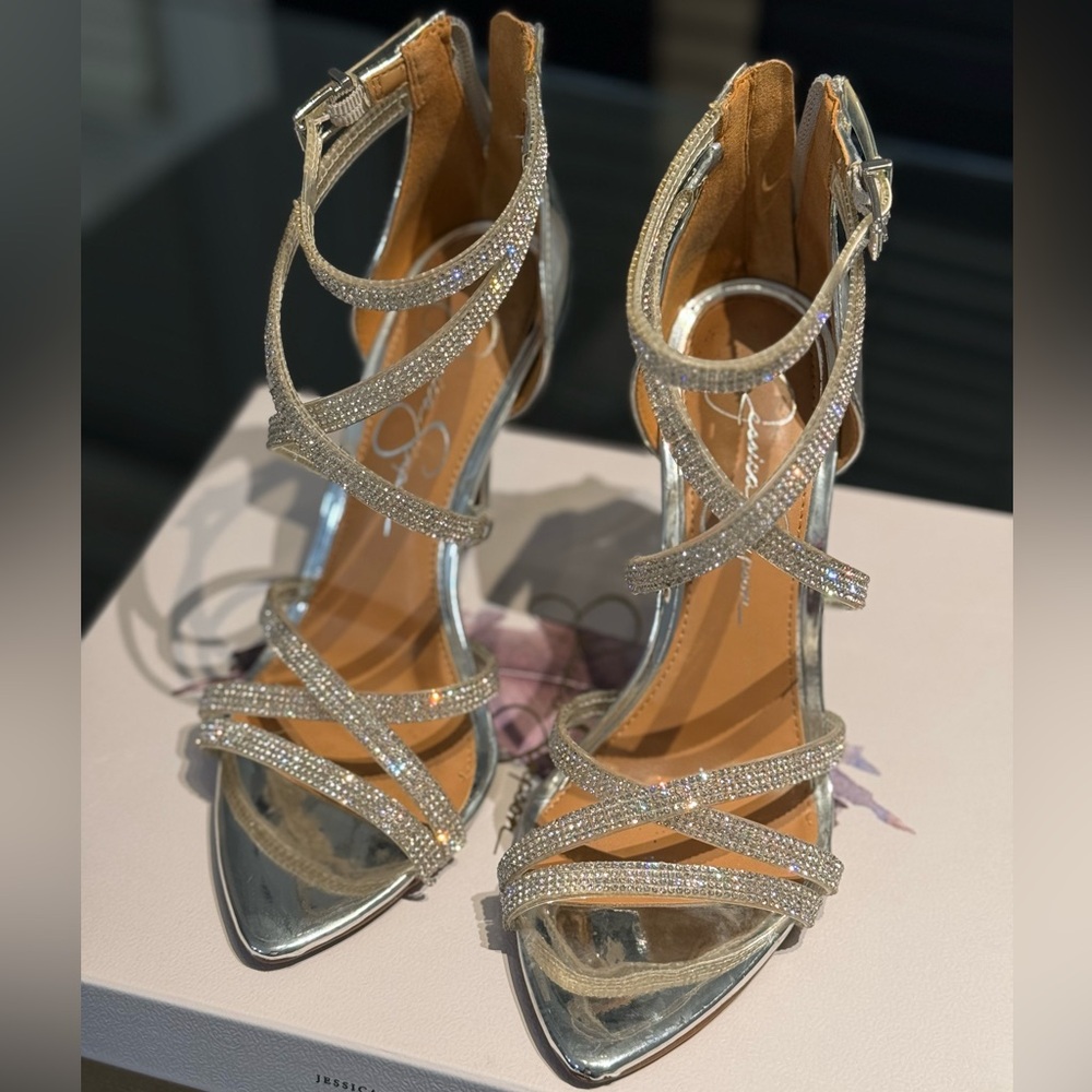 Elegant Silver Strappy Heels - Picture 3 of 12